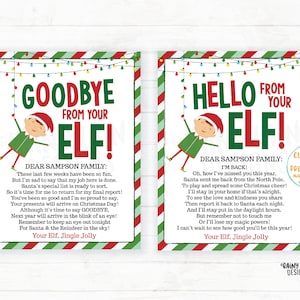 Elf Hello Letter Elf Goodbye Letter, Elf Return Letter, Christmas Elf Letters, Hello from your Elf Goodbye from Elf, Editable Elf Printables