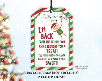 Elf I&#39;m Back Tags Elf Treat Tags Elf Ideas Elf Return Christmas Elf Tags Printable Kit Girl Elf Boy Elf Instant Download