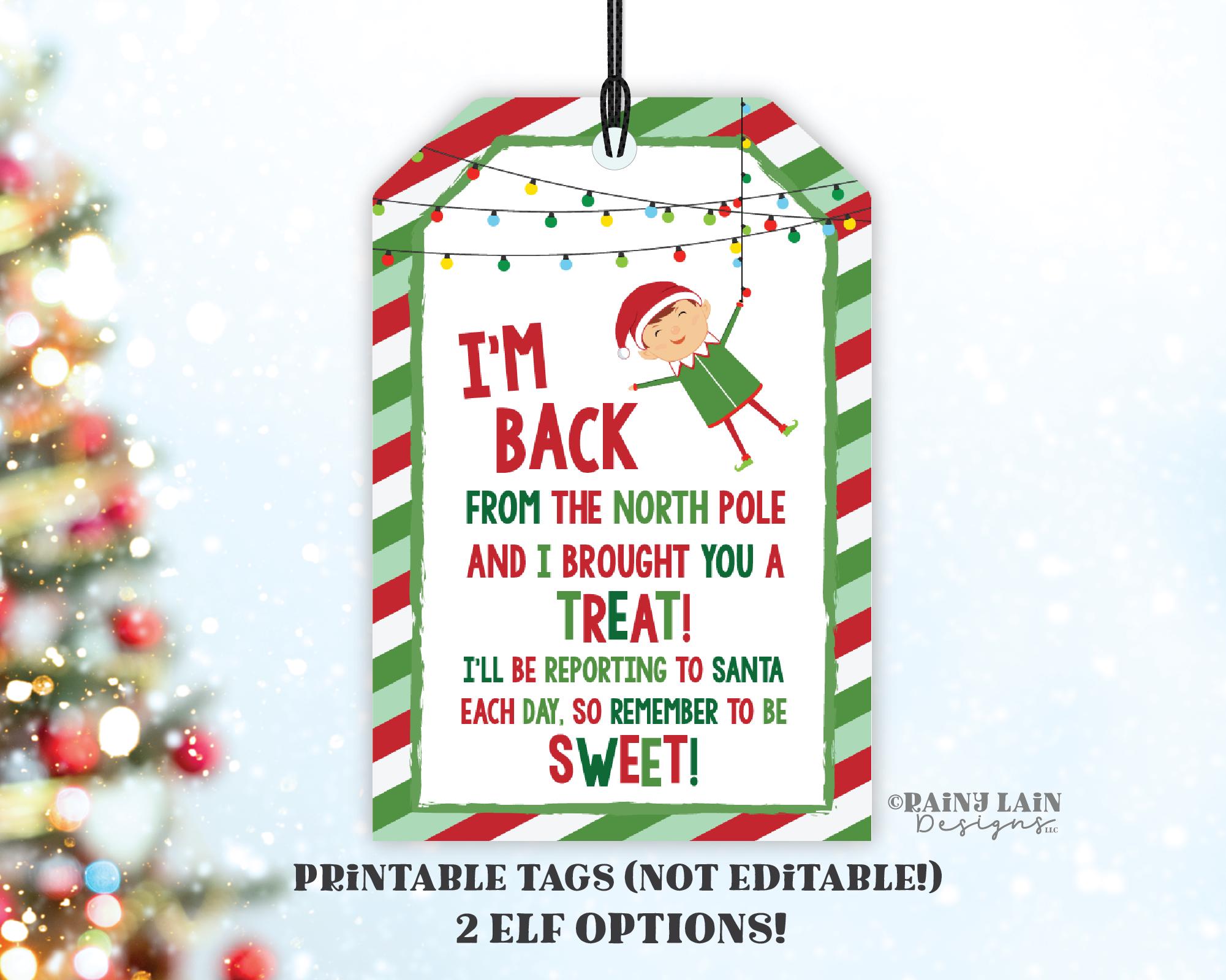 elf i'm back tags elf treat tags elf ideas elf return christmas