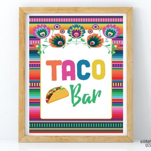 Taco Bar Sign, Printable Taco Sign, Mexican Fiesta Decorations, Taco Twosday, 1st Fiesta, Fiesta Sign, Fiesta Decor, Serape, Tacos, Floral