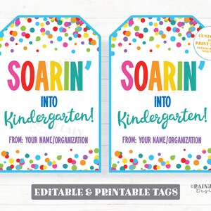 Soarin' Into Kindergarten tag 1st grade 2nd grade 3rd 4th 5th middle school high school student gift Congratulations Graduation Promotion