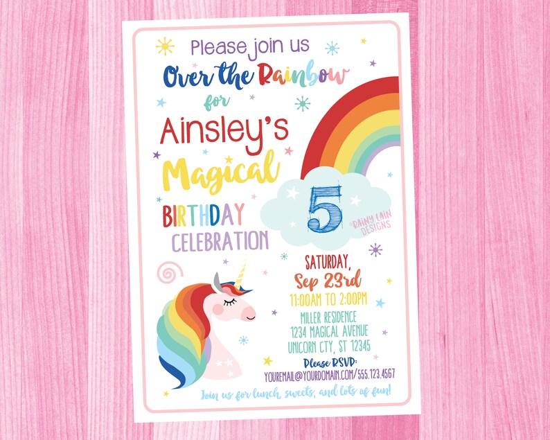 unicorn thank you card unicorn thank you note printable etsy