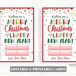 Frohe Weihnachten und Chappy Neujahr Karte Urlaub Chapstick Weihnachten Lippenbalsam Geschenkanhänger Mitarbeiter Wertschätzung Lehrer Klassenzimmer Unternehmen Mitarbeiter