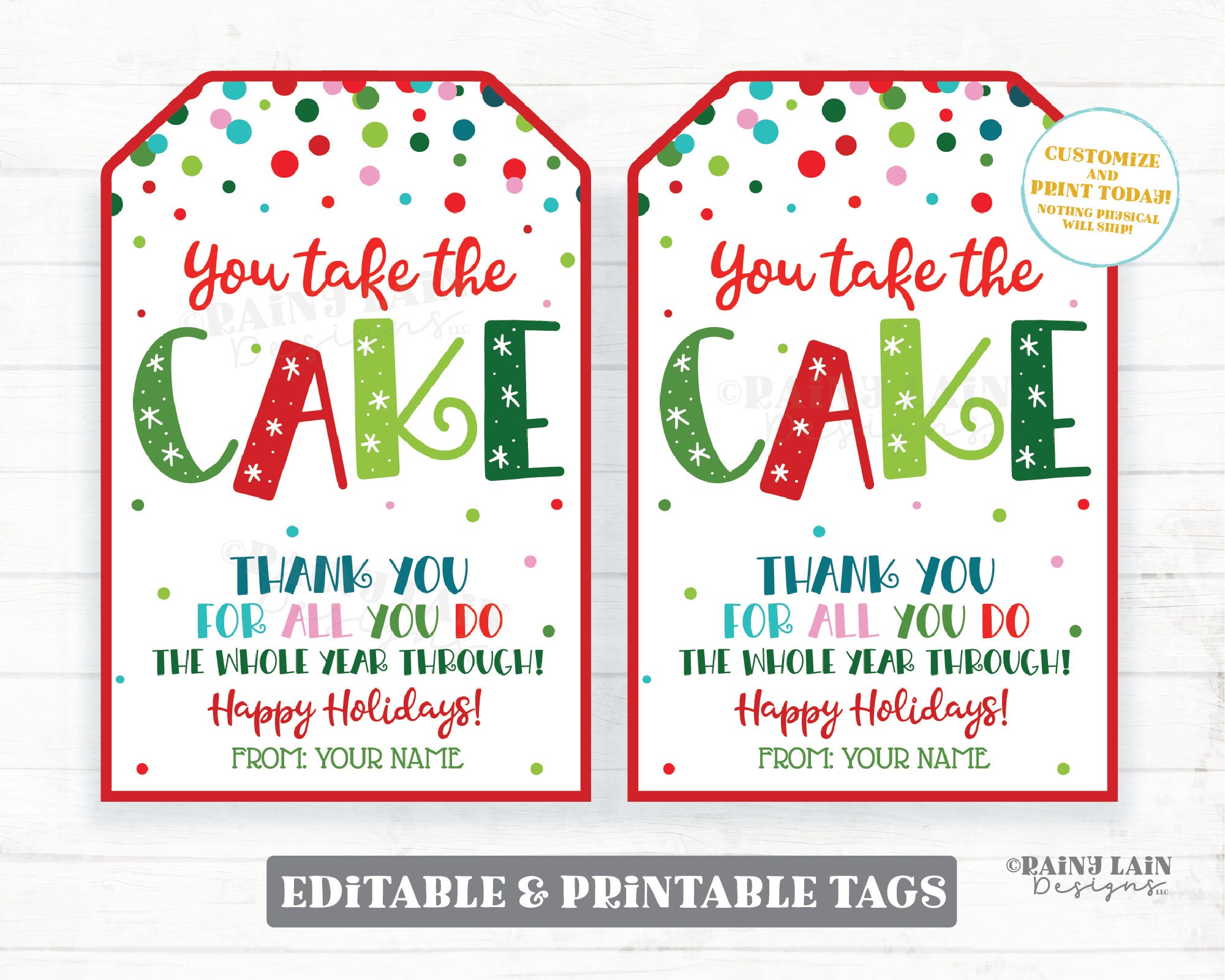 You Take the Cake Tag Holiday Bundt Cake Christmas Cupcake - Etsy