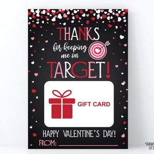 Porte-cartes cadeau Saint-Valentin, Merci de m'avoir aidé à atteindre la cible Porte-cartes cadeau, Porte-cartes cadeau à imprimer, Carte-cadeau enseignant tableau
