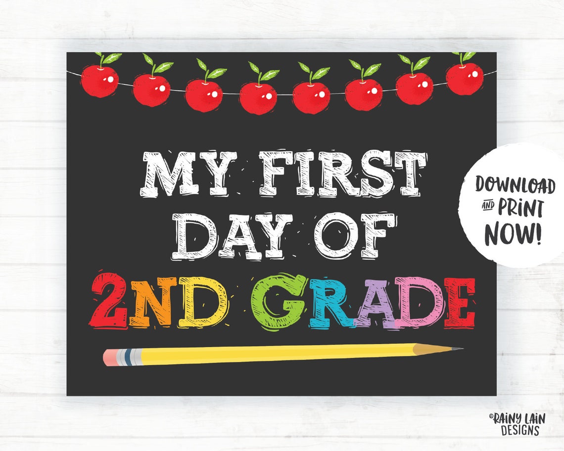 First Day of 2nd Grade Sign Second Grade Sign Printable | Etsy