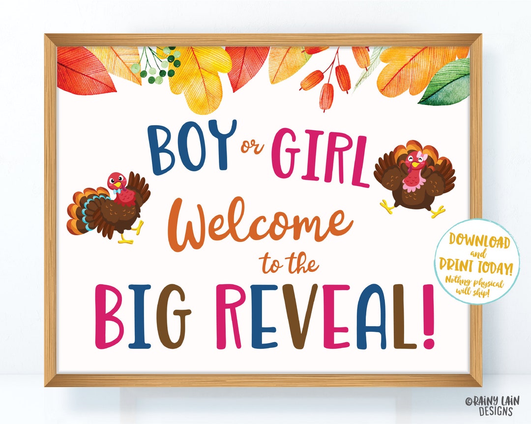 Turkey Gender Reveal Sign, Thanksgiving Gender Reveal, Fall