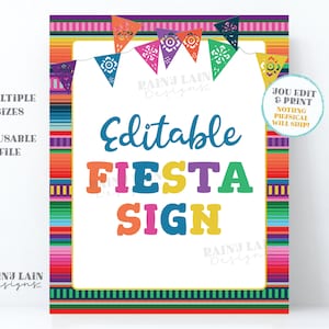 Editable Fiesta Sign Serape Decoration Printable Three-esta First Taco Twos-day Cinco De Mayo Birthday Shower Gender Reveal Poster Banner