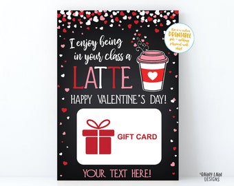 J'aime être dans votre classe un porte-cartes LATTE pour la Saint-Valentin, un enseignant pour la Saint-Valentin, un porte-cartes MODIFIABLE pour tableau noir, des coeurs de café,