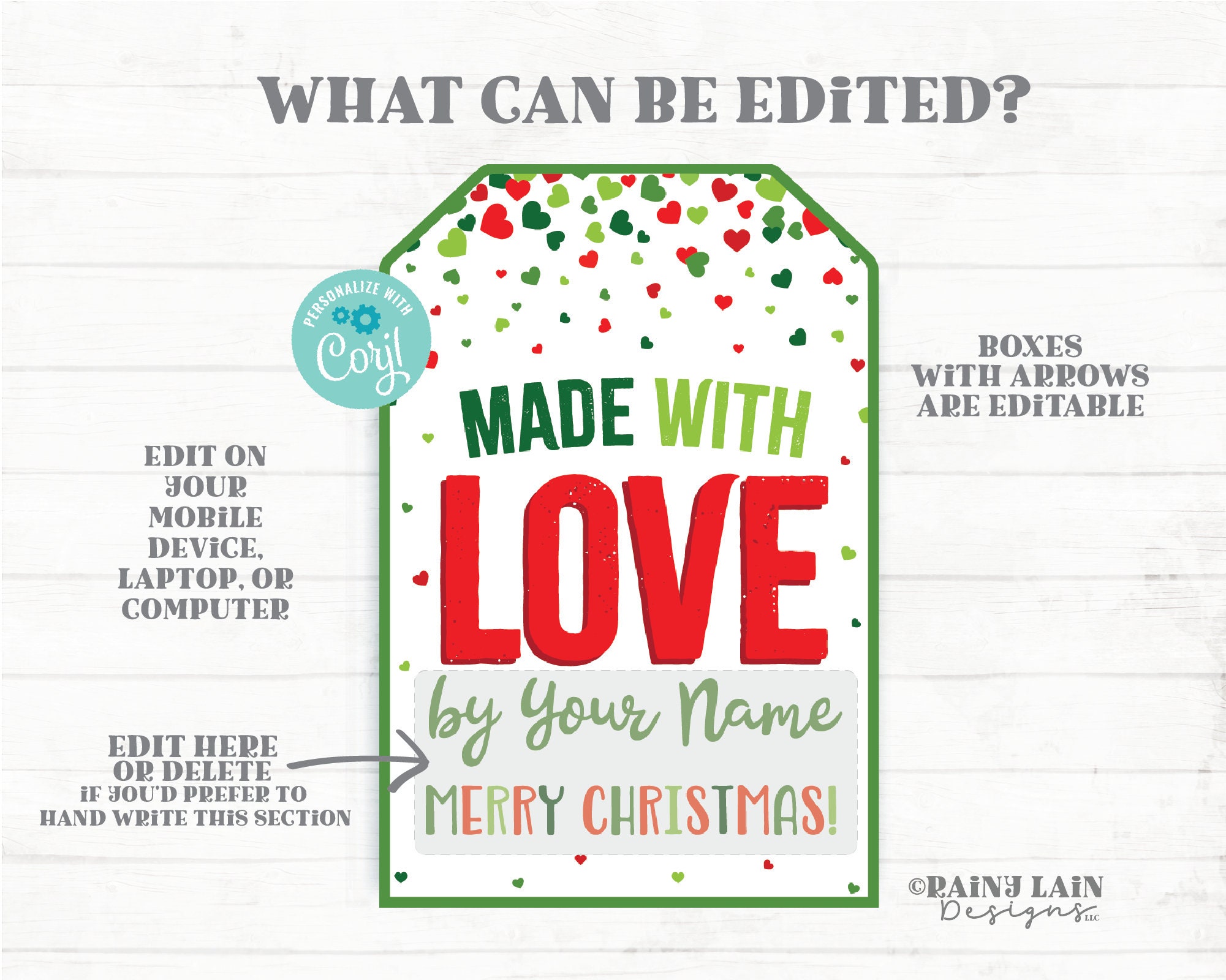 Made With Love Editable Tags, Homemade Gift Tags, Handmade Gift