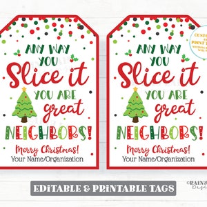 Etiqueta de regalo de Navidad editable como quieras, para fiestas, pan, tarta, pastel, pizza, kit, vecino, maestro, cliente, agente inmobiliario, personal, empleado, escuela, PTO