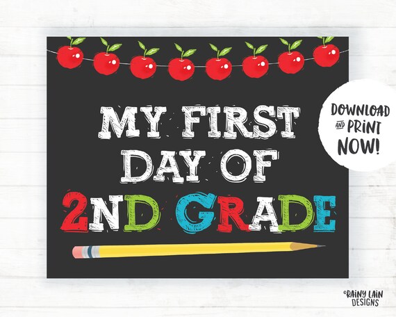 1st Day of Second Grade Sign 2nd Grade Sign Printable First | Etsy