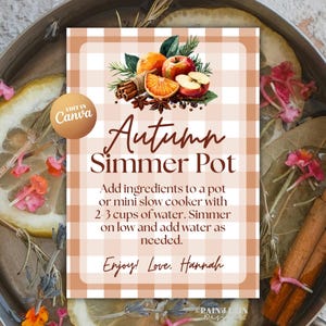 Simmer Pot Stovetop Potpourri Gift Tag, Downloadable, Editable in Canva