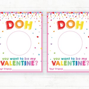 Doh Valentine, Doh quieres ser mi Valentín, San Valentín con plastilina, Tarjeta de San Valentín para niños imprimible sin dulces para el aula de San Valentín en edad preescolar