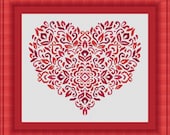HEART red / coeur- Counted cross stitch pattern /grille point de croix ,Cross Stitch PDF, Instant download , free shipping