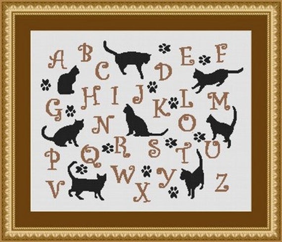 Cat Alphabet Chats Counted Cross Stitch Pattern Grille Etsy Cat Alphabet Chats Counted Cross Stitch Pattern Grille Etsy