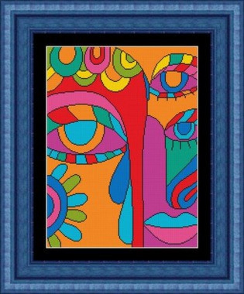ABSTRACT art colorful/art abstraitCounted cross stitch Etsy