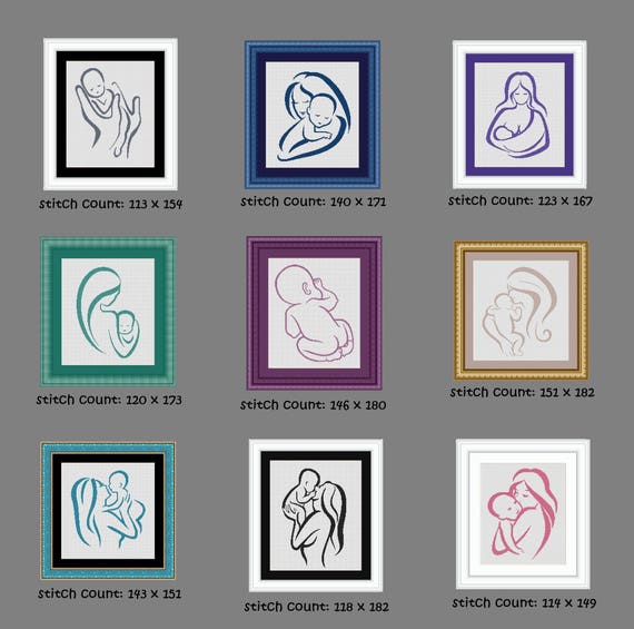 Baby Born Bebe Set Counted Cross Stitch Pattern Naissance Etsy