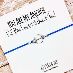 Bracelet d’amitié Silver Anchor avec carte « You Are My Anchor » | Perdu sans vous | BFF, Couples, Best Friend Gift Bijoux