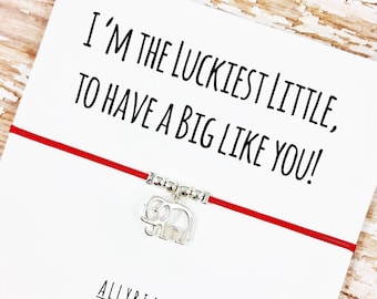 Silver Lucky Elephant Big Little Sorority Sister Bracelet (Single or Set) | Big Sister, Little Sister, Reveal Gift Jewelry