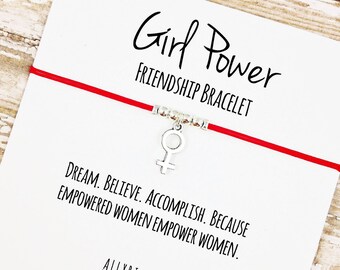 Girl Power Friendship Bracelet | Empowered Women Empower Women | Feminist, Inspirational, Women's March Jewelry | For Her, Boss, Friend