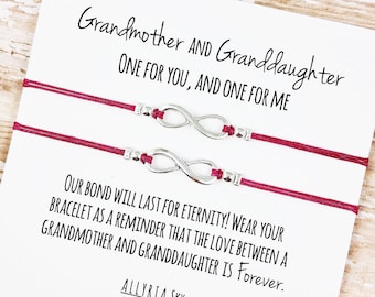 Set of Two Charm Bracelets with "Grandmother and Granddaughter" Card | Grandma, Granddaughter, Mother's Day Gift Jewelry, Matching Bracelets