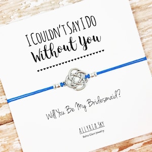 Bracelet de proposition de demoiselle d’honneur avec la carte « Je ne pourrais pas dire que je me passe de toi » | bijoux de fête de mariée | Demoiselle d’honneur invitent | Cadeau pour demoiselle d’honneur