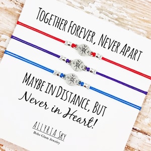 Set of Three Charm Friendship Bracelets with "Together Forever" Card | BFF, Best Friend Gift Jewelry | Three Matching Friend Bracelets