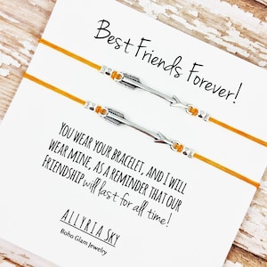 Ensemble de deux bracelets d’amitié à breloques avec carte « Best Friends Forever » | BFF, Best Friend Gift Bijoux | Bracelets assortis