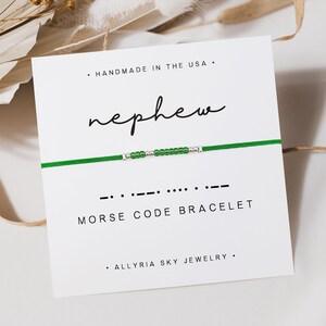 Carte et bracelet « Neveu » code Morse, bracelet neveu, cadeau neveu, cadeau d'anniversaire neveu, cadeau tante neveu, cadeau de remise des diplômes neveu