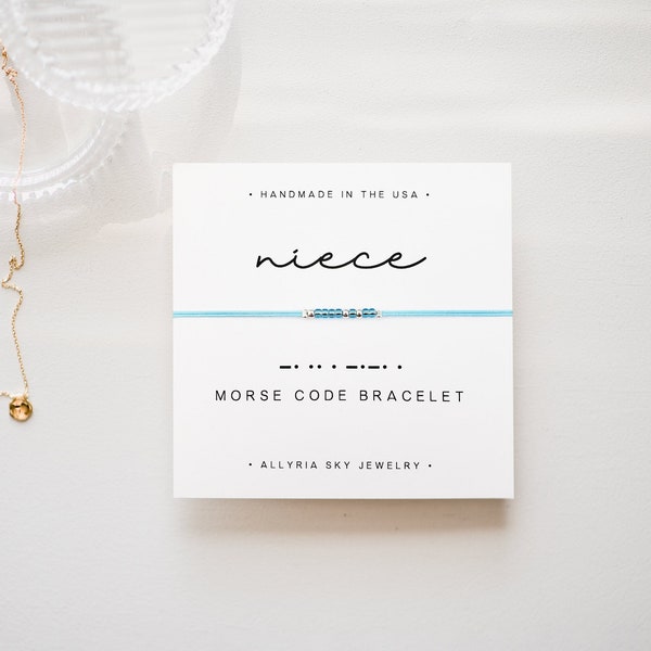 Morse Code "Niece" Bracelet with Card, Morse Code Jewelry, Niece Gift, Niece Bracelet, Niece Graduation, Niece Birthday, Aunt and Niece Gift