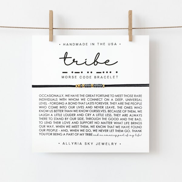 Tribe Morse Code Bracelet and Card, Tribe Gift, Best Friend Bracelet, Best Friend Gift, Girls Trip, Girl Gang, Soul Sister, Girlfriend Gift