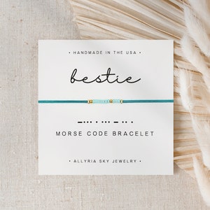 Bracelet et carte « Bestie » code Morse, bracelet cadeau Bestie, bracelet meilleur ami, cadeau meilleur ami, remise des diplômes BFF, bracelet de l'amitié