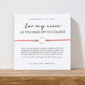 Bracelet cadeau avec carte « Aller à l'université » nièce, cadeau universitaire nièce, remise des diplômes nièce, étudiant de première année nièce, cadeau tante nièce, n'importe où