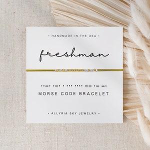 Carte et bracelet cadeau « homme de première année » code Morse, retour à l'école, cadeau de rentrée universitaire, lycée, étudiant de première année à l'université, cadeau pour elle, cadeau pour lui