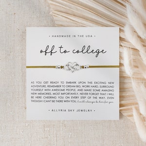 Bracelet de l'amitié avec carte « En route pour l'université », cadeau meilleur ami, remise des diplômes, senior, étudiant de première année, au revoir, tu me manques, cadeau ici pour vous