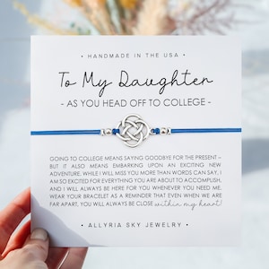 Bracelet cadeau de l'amitié avec carte « Aller à l'université » pour fille, cadeau fille, remise des diplômes, deuxième cycle du secondaire, étudiant de première année, au revoir, tu me manques