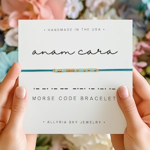 Morse Code &quot;Anam Cara&quot; Bracelet and Card, Anam Cara Gift, Soul Friend, Soul Sister, Soulmate Gift, Best Friend Gift Bracelet, Celtic Jewelry