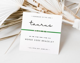 Taurus Morse Code Bracelet, Taurus Bracelet, Taurus Gift, Taurus Jewelry, Taurus Birthday, Taurus Zodiac Gift Bracelet, Zodiac Birthday Gift