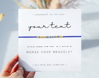 Custom Morse Code Bracelet, Personalized Word or Name Bracelet, Custom Print Card, Personalized Morse Code, Birthday, Graduation Custom Gift