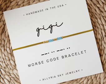 Morse Code "Gigi" Bracelet and Card, Gigi Gift Bracelet, Grandma Bracelet, Grandma Gift, Grandma Granddaughter Gift, Gigi Mother's Day Gift