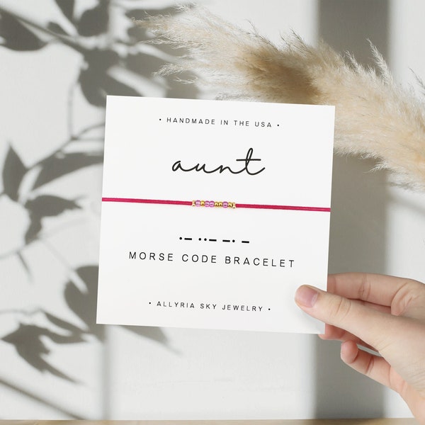 Morse Code "Aunt" Bracelet and Card, Aunt Gift Bracelet, Aunt Jewelry, Aunt Niece Gift, Aunt Birthday, Aunt to Be, Tia, Auntie Gift