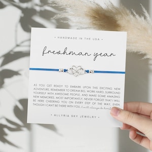 Bracelet de l'amitié avec carte « Étudiant de première année », cadeau meilleur ami, étudiant de première année du secondaire, étudiant de première année à l'université, rentrée des classes, cadeau de rentrée