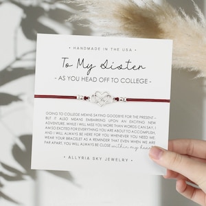 Bracelet cadeau avec carte sœur « Off to College », remise de diplômes sœur, bracelet sœur, cadeau de première année pour sœur, cadeau pour sœur, cadeau de retour à l'école
