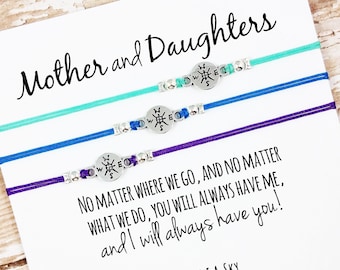 Set of Three Mother Daughter Bracelets | No Matter Where No Matter What | Mom, Daughter Gift Jewelry | Mother&#39;s Day | Matching Bracelets