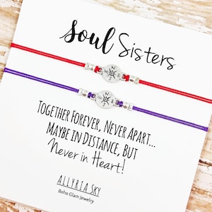 Soul Sister Bracelet Set | Best Friend Gift | Long Distance Friends | Soul Sister Card | Big Little Sorority | Matching Bracelets