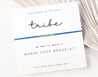 Tribe Morse Code Bracelet and Card, Tribe Gift, Best Friend Bracelet, Best Friend Gift, Girls Trip, Girl Gang, Soul Sister, Girlfriend Gift