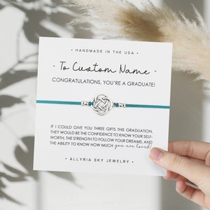 Bracelet cadeau avec carte de remise des diplômes personnalisée, Cadeau de remise des diplômes personnalisé, Nom personnalisé de remise des diplômes, Cadeau de remise des diplômes, Lycée, Collège