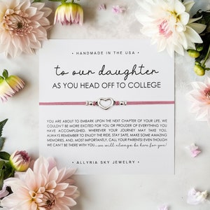Bracelet cadeau avec carte fille « Aller à l'université », cadeau mère fille, cadeau père fille, rentrée des classes, étudiant de première année, appelez vos parents