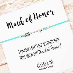 Bracelet de proposition de demoiselle d’honneur avec la carte « Je ne pourrais pas dire que je me passe de toi » | Cadeau de fête nuptiale Bijoux | Cadeau pour demoiselle d’honneur